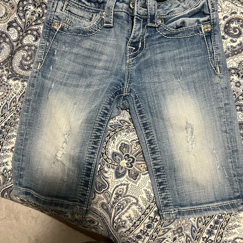 MISS ME Girls Sz 8 Bermuda Denim Jean Shorts